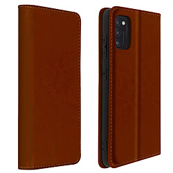 Avizar Étui Samsung Galaxy A41 Folio Cuir Véritable Porte-carte Support Vidéo Marron