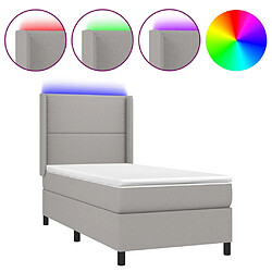 Maison Chic Lit adulte- Lit + matelas + LED,Sommier à lattes de lit matelas LED Gris clair 80x200cm Tissu -GKD56184