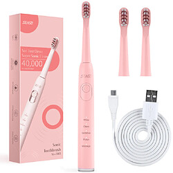 Brosse à dents sonique Seago SG-2303 Pink 40 000 tours Smart Brosse à dents à ultrasons 5 modes 700mAh Li-ion couleur rose