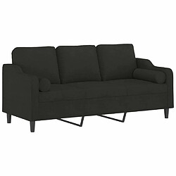 Avis Maison Chic Canapé 3 places avec oreillers,Sofa de Salon,Canapé droit décoratifs noir 180 cm tissu -GKD491606