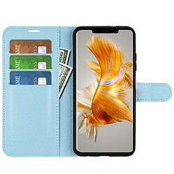 Etui en PU texture litchi, anti-écaillage avec support pour votre Huawei Mate 50 Pro 4G - bleu