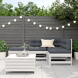 Avis Maison Chic Ensemble de 5 Tables et chaises d'extérieur avec coussins,Salon de jardin blanc bois massif de pin -GKD705249