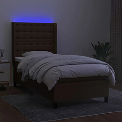 Avis Sommier à lattes et matelas LED,Cadre à lattes de lit pour Adulte Marron foncé 90x190cm Tissu -MN81645