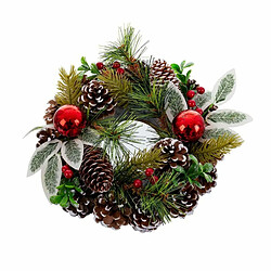 BigBuy Christmas Couronne de Noël Rouge Vert Multicouleur Plastique Foam Ananas 22 x 22 cm