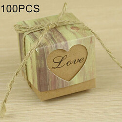 Wewoo 100 PCS Mariage Grain de Bois Amour Motif en forme de Coeur Évidée Boîte de Sucre de Papier Kraft, Taille: 5 * 5 * 5 cm