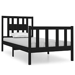 Maison Chic Lit Moderne Chambre - Cadre/structure de lit pour adulte Noir Bois massif 75x190 cm Petit simple -MN75461