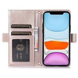 Etui en PU texture litchi avec support, pochette à fermeture éclair et sangle pour votre iPhone 11 6.1 pouces - blanc