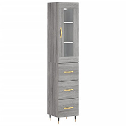 vidaXL Buffet haut Sonoma gris 34,5x34x180 cm Bois d'ingénierie