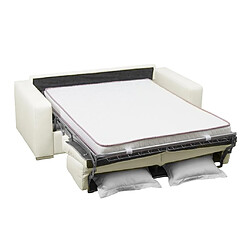 Acheter Vente-Unique Canapé 3 places convertible express 100% cuir de buffle blanc matelas 14 cm. DELECTEA II