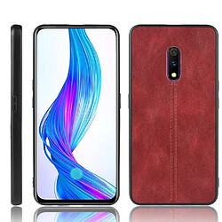 Wewoo Coque Pour Oppo Realme X antichoc couture peau de vache motif PC + PU + TPU Case rouge