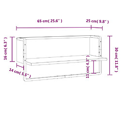 vidaXL Étagère murale avec barre chêne fumé 65x25x30 cm pas cher