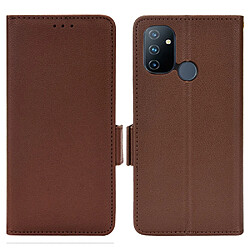 Etui en PU texture litchi avec support, marron pour votre OnePlus Nord N100