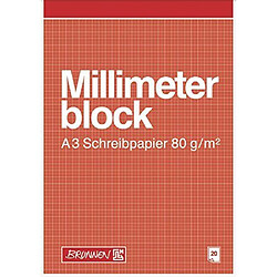 Brunnen 104737001 Bloc de 20 pages de papier millimétré Rouge/marron Format A3 297 x 240 mm