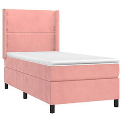 Avis Maison Chic Lit Adulte - Lit simple Lit à sommier tapissier avec matelas moelleux - Meuble de Chambre - Rose 90x200 cm Velours -MN53415