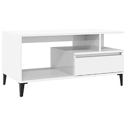 vidaXL Table basse Blanc brillant 90x49x45 cm Bois d'ingénierie