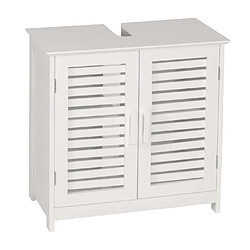 Mendler Meuble sous-lavabo HWC-B41, armoire basse de salle de bain avec compartiment de rangement, bambou MDF 60x60x30cm MVG ~ blanc pas cher