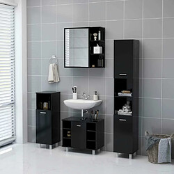 Maison Chic Armoire à miroir de salle de bain,Meuble de rangement,Meuble bas de bain Noir 62,5x20,5x64cm Aggloméré -GKD200907 pas cher