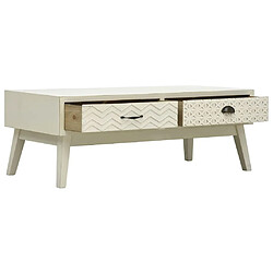 Avis Maison Chic Table basse pour salon | Table à café avec 2 tiroirs Gris sculpté 110x50x40 cm Bois -GKD88956