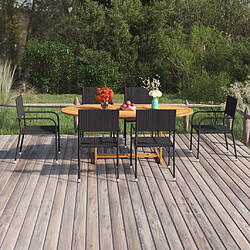 Salle à dîner de jardin 7 pcs,Table et chaise à manger Résine tressée Noir -MN35141