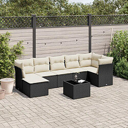 Maison Chic Ensemble Tables et chaises d'extérieur 8 pcs avec coussins,Salon de jardin noir résine tressée -GKD684228