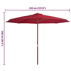 Acheter ComfortXL Parasol Avec Mât En Bois 350 Cm Bordeaux