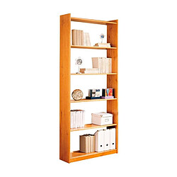 Pegane Étagère de rangement bibliothèque 6 niveaux en pin massif coloris miel - Longueur 80 x Profondeur 28 x Hauteur 200 cm