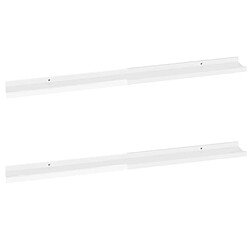 vidaXL Étagères murales 2 pcs Blanc brillant 100x9x3 cm