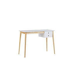 Beliani Bureau effet bois clair / blanc 106 x 48 cm avec 1 tiroir EBEME