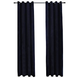 vidaXL Rideaux occultants avec anneaux 2 pcs Velours Noir 140x175 cm