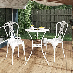 Maison Chic Table de bistro et chaises d'extérieur 3 pcs,Ensemble de bistro de jardin pour relax Aluminium coulé Blanc -GKD262443