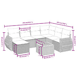 Avis Maison Chic Ensemble Tables et chaises d'extérieur 8 pcs avec coussins,Salon de jardin noir résine tressée -GKD152173