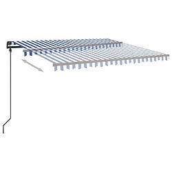 Maison Chic Auvent automatique | Store banne extérieur | Marquise capteur de vent LED 4,5x3,5 m Bleu et blanc -MN76566 pas cher