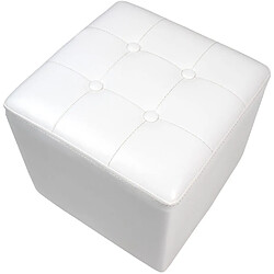 Helloshop26 Fauteuil chesterfield avec repose pied en synthétique avec éléments décoratifs en cuivre chaise cabriolet tabouret pouf meuble de salon blanc 01_0000101 pas cher