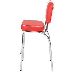 Mendler 2x tabouret de bar Avellino, chaise de comptoir, design rétro des années 50, similicuir ~ rouge / blanc