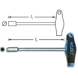 Hazet Clé à douille - Profil à 6 pans extérieurs - Taille: 12 - Longueur totale: 264 mm - 428-12