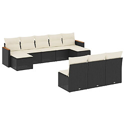 Maison Chic Salon de jardin 10 pcs avec coussins, Ensemble Tables et chaises d'extérieur noir résine tressée -GKD132410