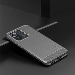 Mofi Coque en TPU Fibre de carbone design brossé gris pour votre Xiaomi Mi 11 Pro