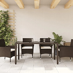 Avis Maison Chic Table de jardin | Table d'extérieur avec dessus en verre marron résine tressée -GKD76016