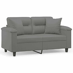 Maison Chic Canapé 2 places avec oreillers,Sofa de Salon,Canapé droit gris foncé 120 cm -GKD942958