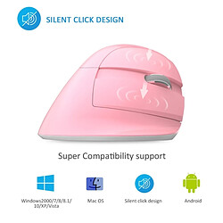 Wewoo Souris sans fil verticale ergonomique rechargeable USB DELUX M618 Mini 2.4G 2400DPI rose