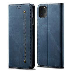 Wewoo Coque Pour iPhone 11 Pro Denim Texture Etui à rabat en cuir de style décontracté avec support logements cartes et porte-monnaie bleu