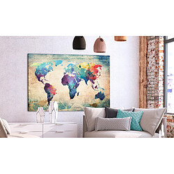 Artgeist Tableau en liège - Colorful World Map [Cork Map] 90x60 cm