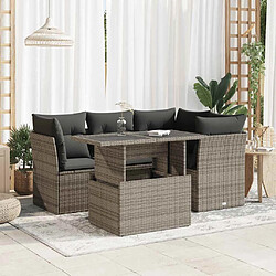 vidaXL Salon de jardin 5 pcs avec coussins gris résine tressée