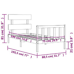 vidaXL Cadre de lit sans matelas noir bois de pin massif pas cher