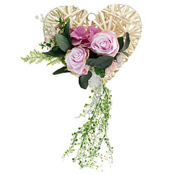 Rotin Coeur Soie Rose Fleur Guirlande De Porte Mur Maison De Mariage Décor Purple