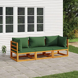 Maison Chic Salon de jardin 3 pcs + coussins - Mobilier/Meubles de jardin - Table et chaises d'extérieur vert bois massif -MN73831