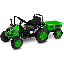 toyz Bull dog Hector Green Tracteur électrique pour enfant 12 V avec remorque