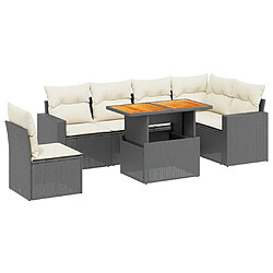 Maison Chic Ensemble Tables et chaises d'extérieur 7pcs avec coussins,Salon de jardin noir résine tressée -GKD376950