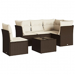 vidaXL Salon de jardin avec coussins 6 pcs marron résine tressée