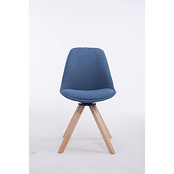 Decoshop26 Chaise de salle à manger x1 chaise visiteur assise pivotant à 360° en tissu bleu piètement en bois carré clair 10_0003472